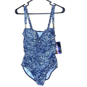 SurfGear Navy White One Piece Adjustable Swimsuit M